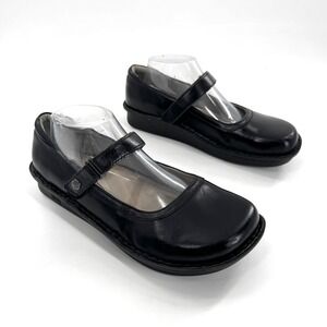 Allegria Belle 640 Black Leather Mary Jane Flats Comfort Shoes Women Size 9.5